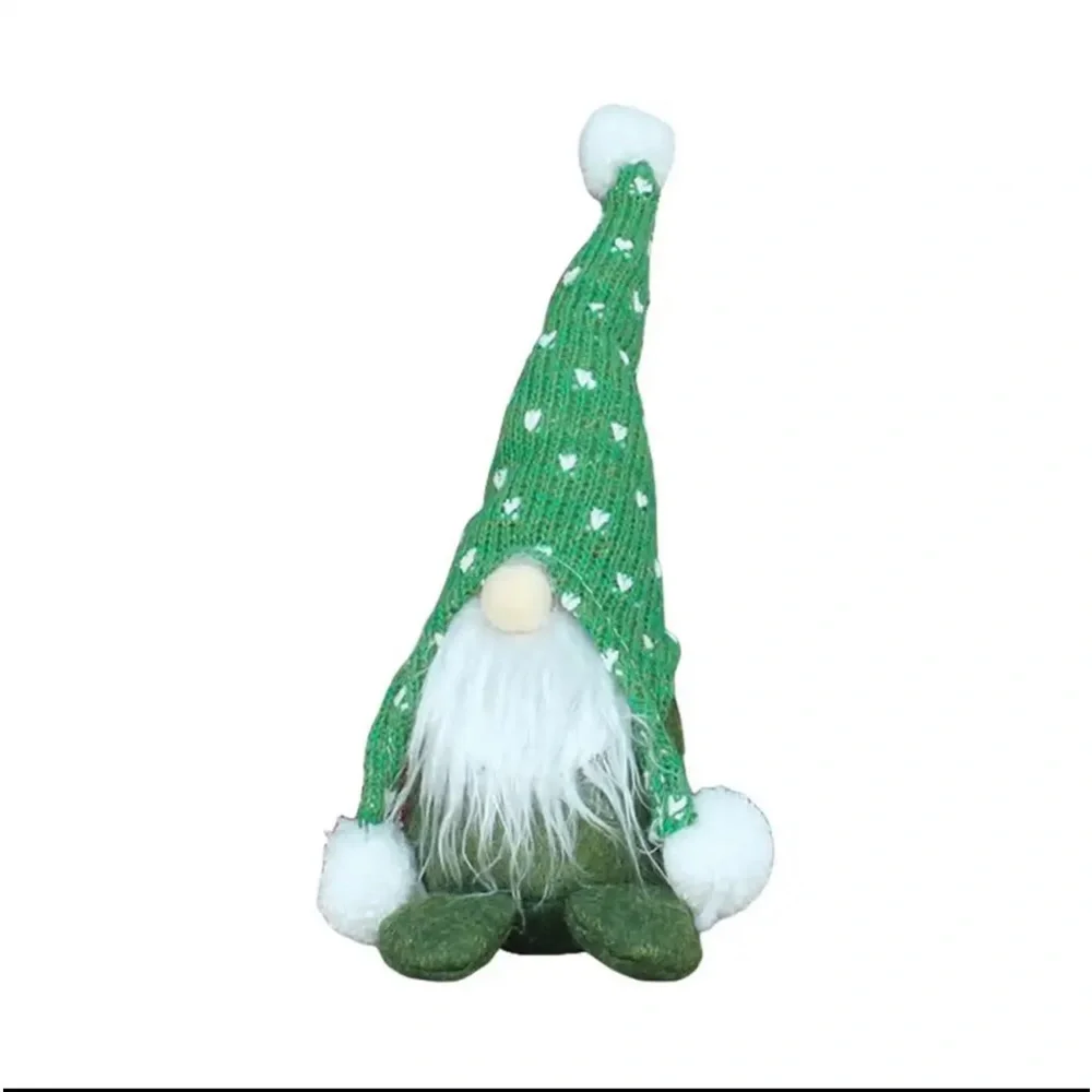 New Handmade Cute Green White Home Decor Linen Polyester Gnome Elf Doll Figurine
